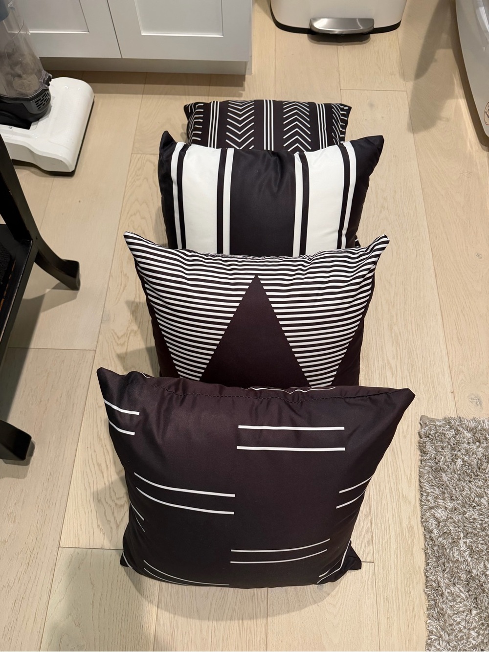 Modern Black & White Geometric Accent Pillow - Designer Style